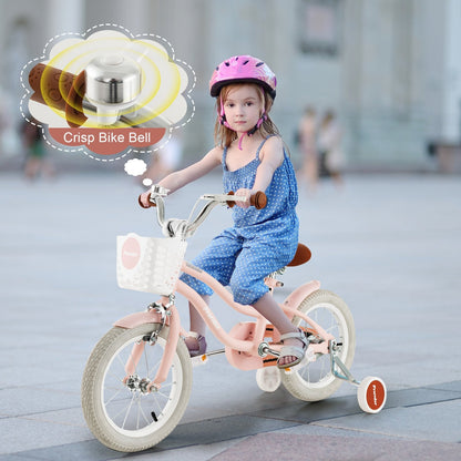 14 Inch Kid's Bike with Removable Training Wheels and Basket, Pink Kids Bike   at Gallery Canada