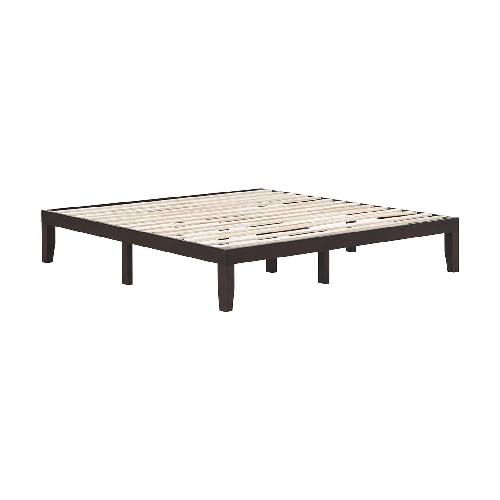 14 Inch King Size Wood Platform Bed Frame, Brown Simple Bed Frame   at Gallery Canada