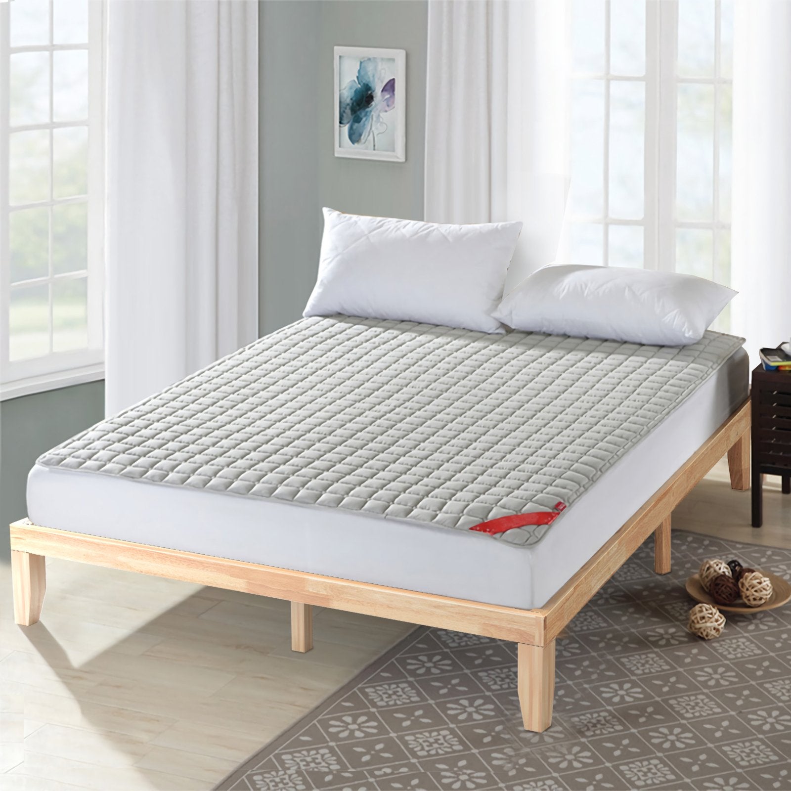 14 Inch King Size Wood Platform Bed Frame, Natural Simple Bed Frame   at Gallery Canada