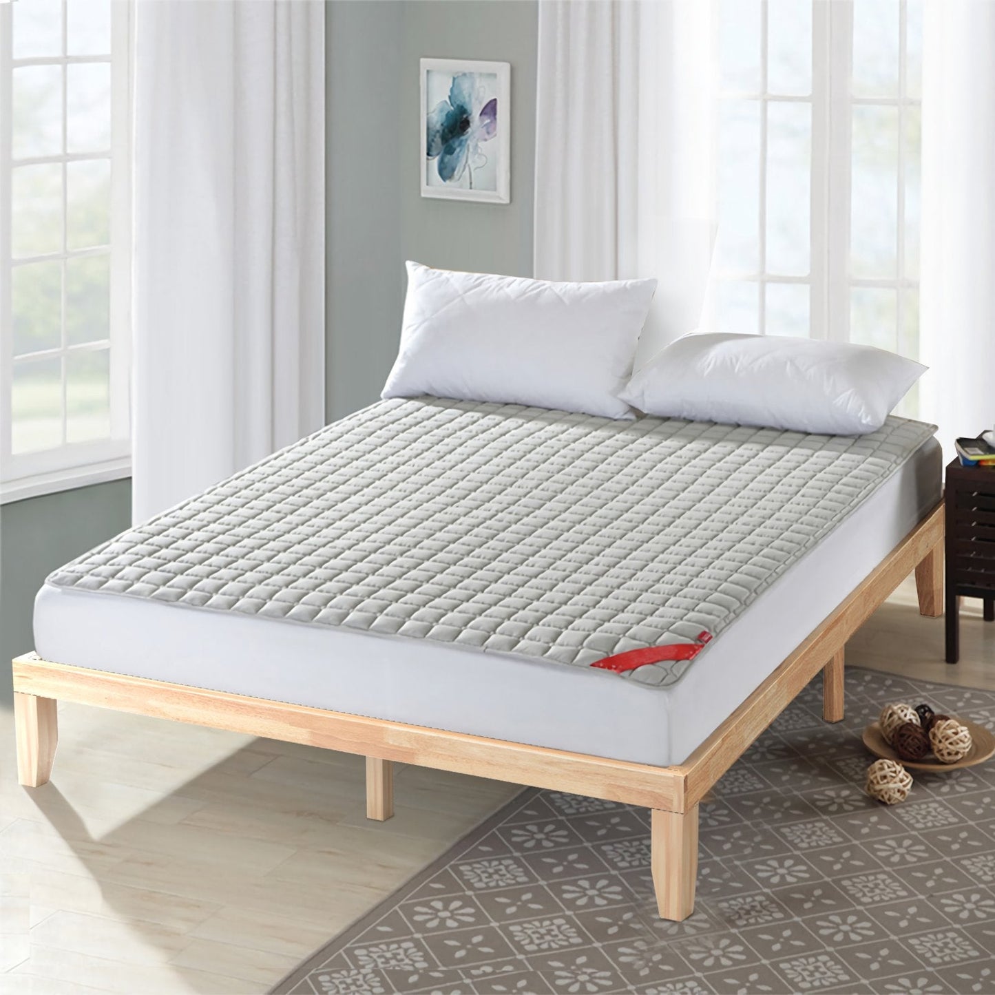 14 Inch King Size Wood Platform Bed Frame, Natural Simple Bed Frame   at Gallery Canada