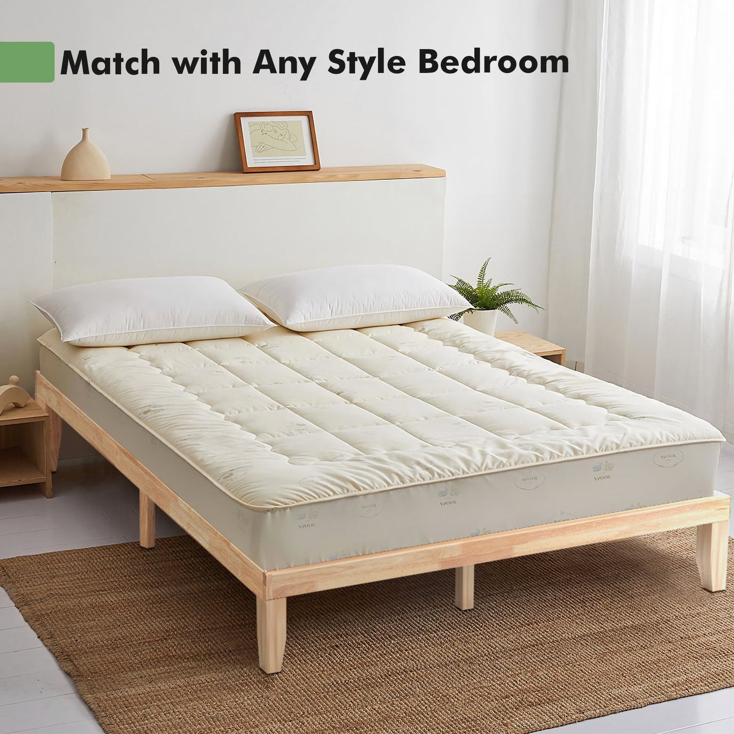 14 Inch King Size Wood Platform Bed Frame, Natural Simple Bed Frame   at Gallery Canada