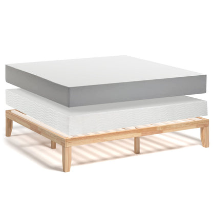 14 Inch King Size Wood Platform Bed Frame, Natural Simple Bed Frame   at Gallery Canada