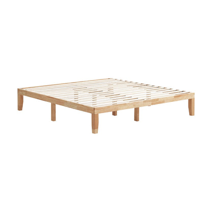 14 Inch King Size Wood Platform Bed Frame, Natural Simple Bed Frame   at Gallery Canada