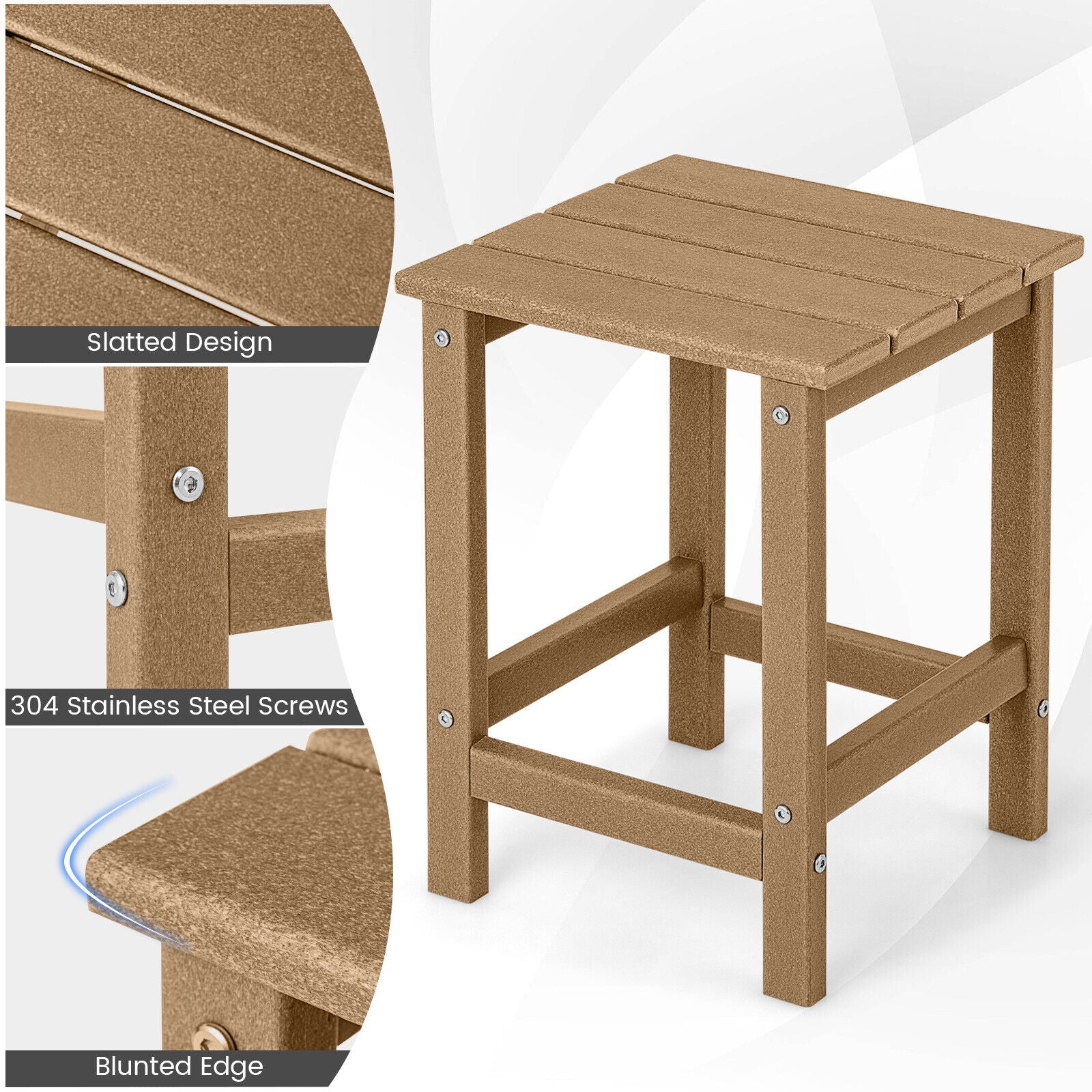 14 Inch Square Weather-Resistant Adirondack Side Table, Brown Patio Coffee Tables   at Gallery Canada