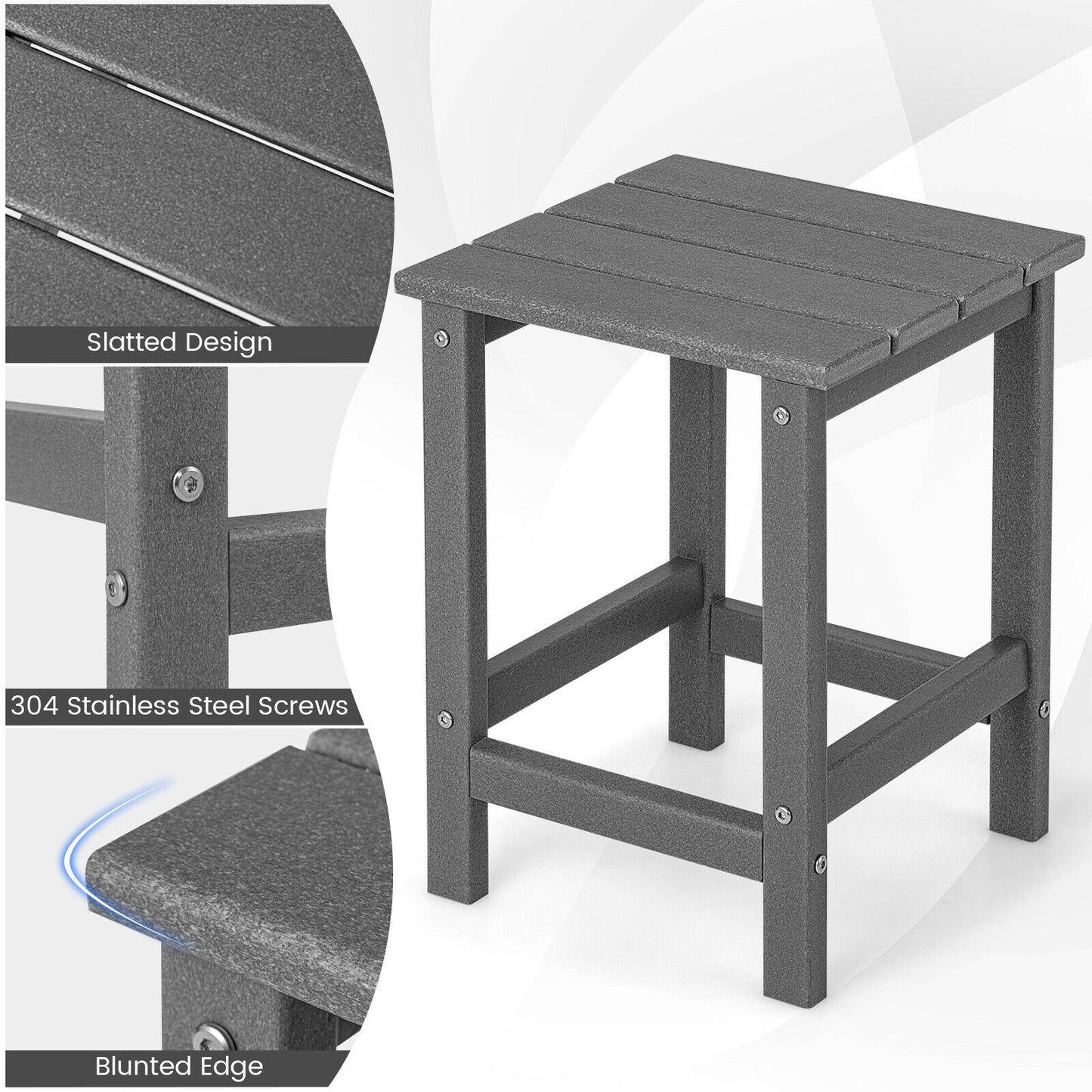 14 Inch Square Weather-Resistant Adirondack Side Table, Gray Patio Coffee Tables   at Gallery Canada