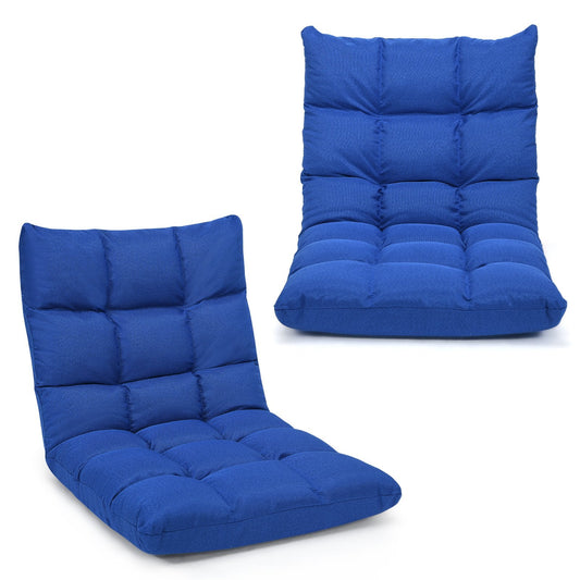 14-Position Adjustable Folding Lazy Gaming Sofa, Blue Floor Chairs   at Gallery Canada