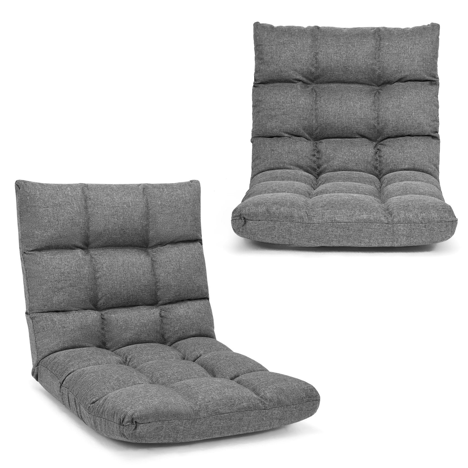 14-Position Adjustable Folding Lazy Gaming Sofa, Gray Floor Chairs   at Gallery Canada