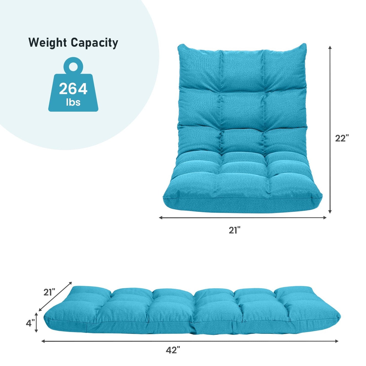 14-Position Adjustable Folding Lazy Gaming Sofa, Light Blue Floor Chairs   at Gallery Canada