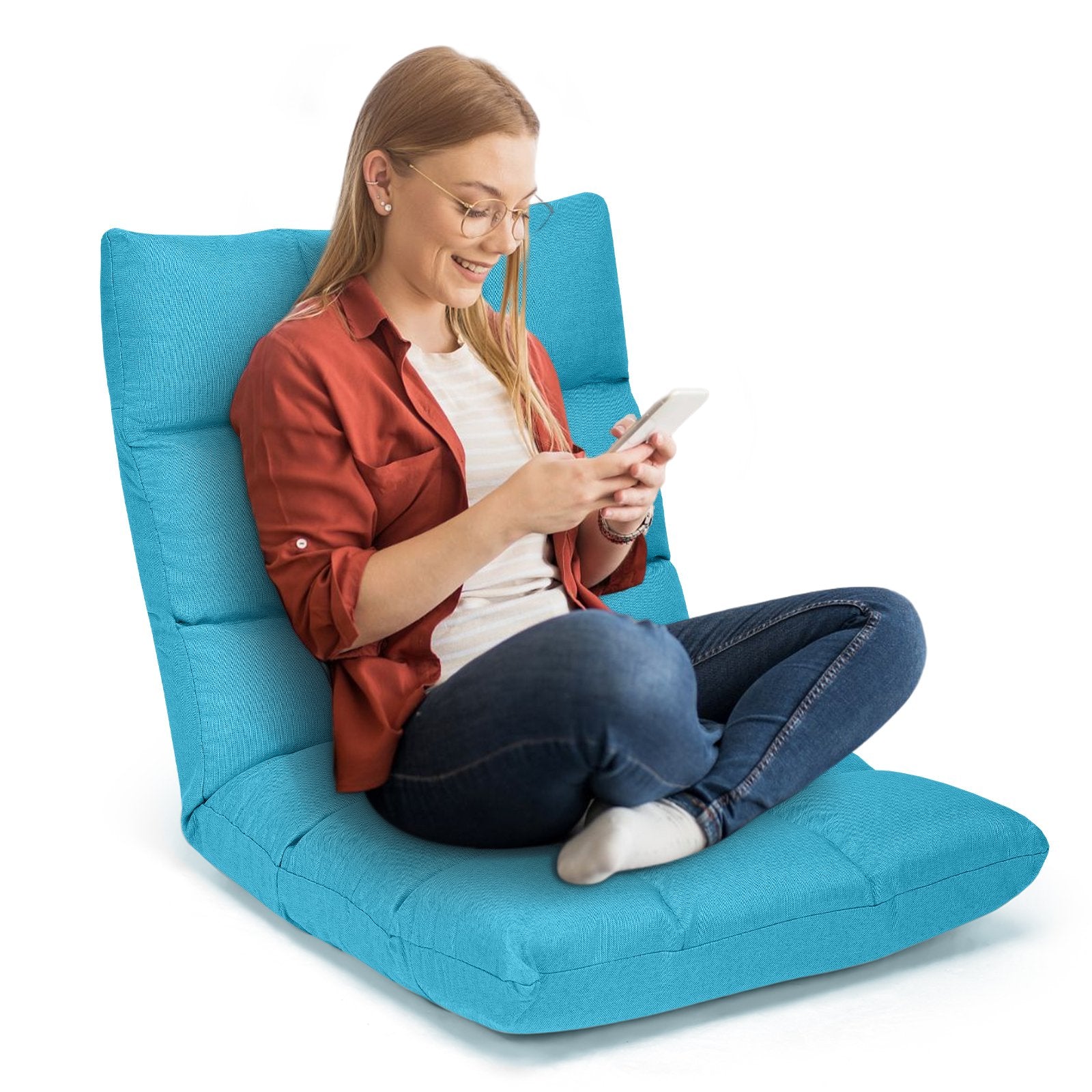 14-Position Adjustable Folding Lazy Gaming Sofa, Light Blue Floor Chairs   at Gallery Canada