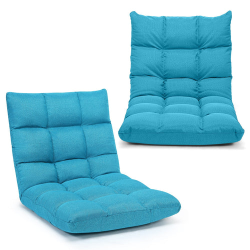 14-Position Adjustable Folding Lazy Gaming Sofa, Light Blue