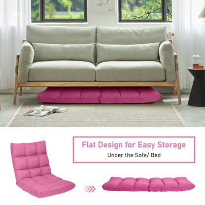 14-Position Adjustable Folding Lazy Gaming Sofa, Pink Floor Chairs   at Gallery Canada