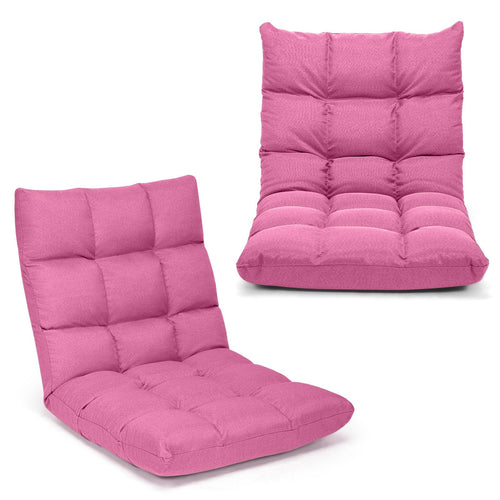 14-Position Adjustable Folding Lazy Gaming Sofa, Pink