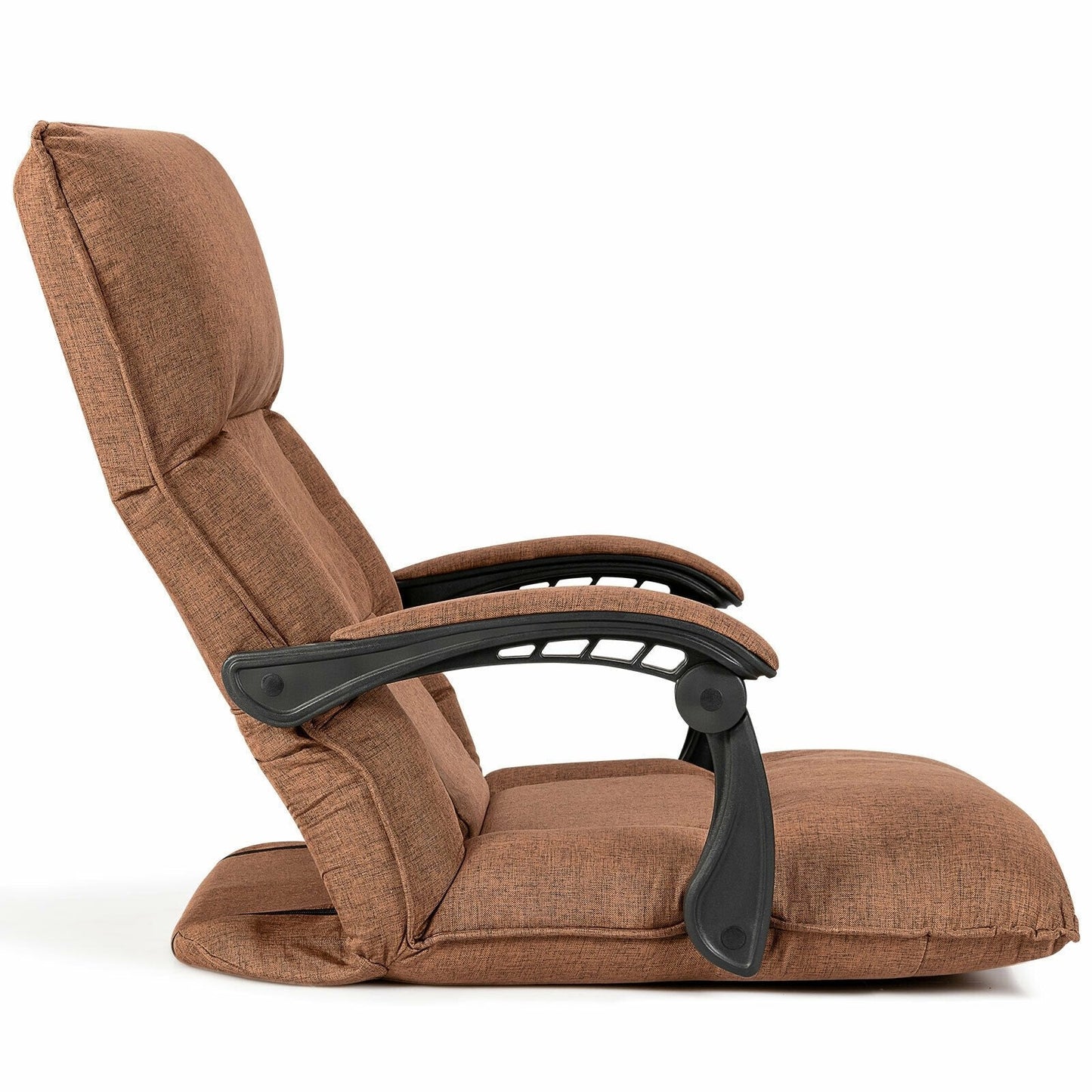 14-Position Adjusting Lazy Sofa Chair with Waist Pillow and Armrests, Brown Floor Chairs   at Gallery Canada