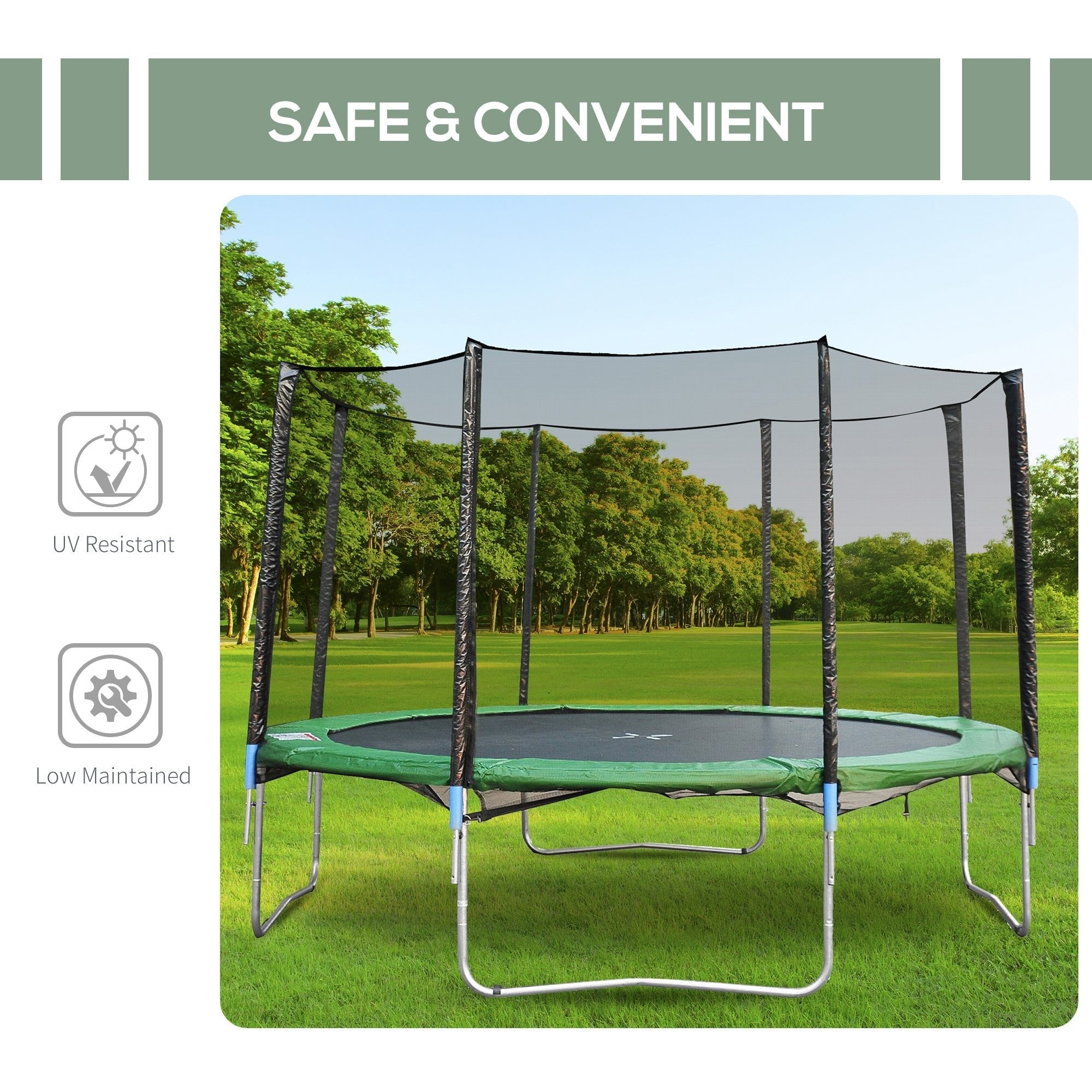 14' Round Trampoline Enclosure Safety Net Fence Replacement Trampolining Bounce Part No Poles Included Trampolines   at Gallery Canada