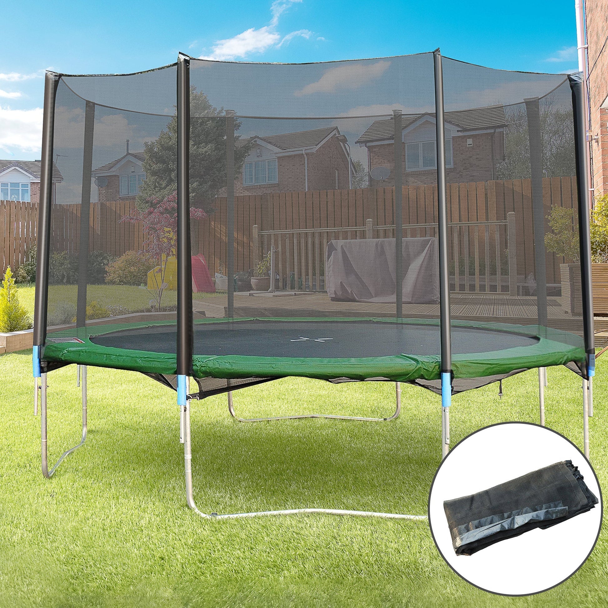 14' Round Trampoline Enclosure Safety Net Fence Replacement Trampolining Bounce Part No Poles Included Trampolines   at Gallery Canada