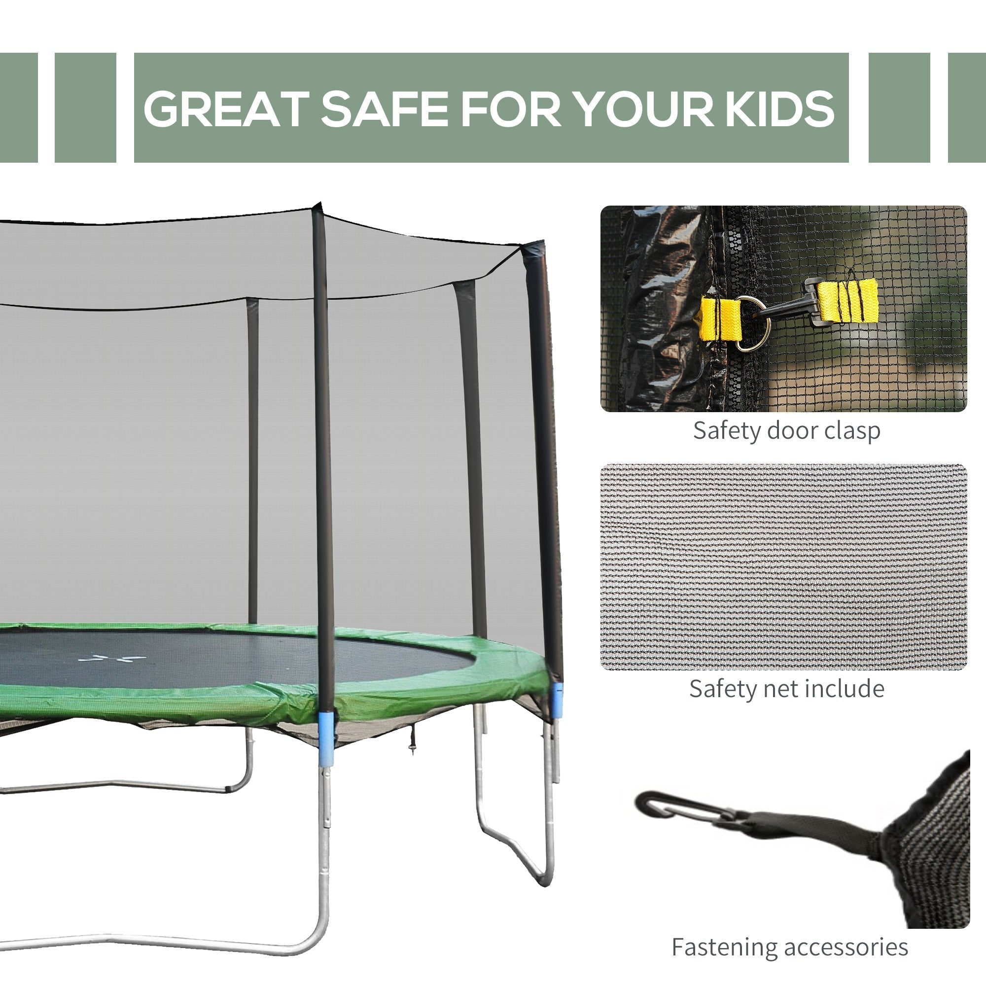 14' Round Trampoline Enclosure Safety Net Fence Replacement Trampolining Bounce Part No Poles Included Trampolines   at Gallery Canada