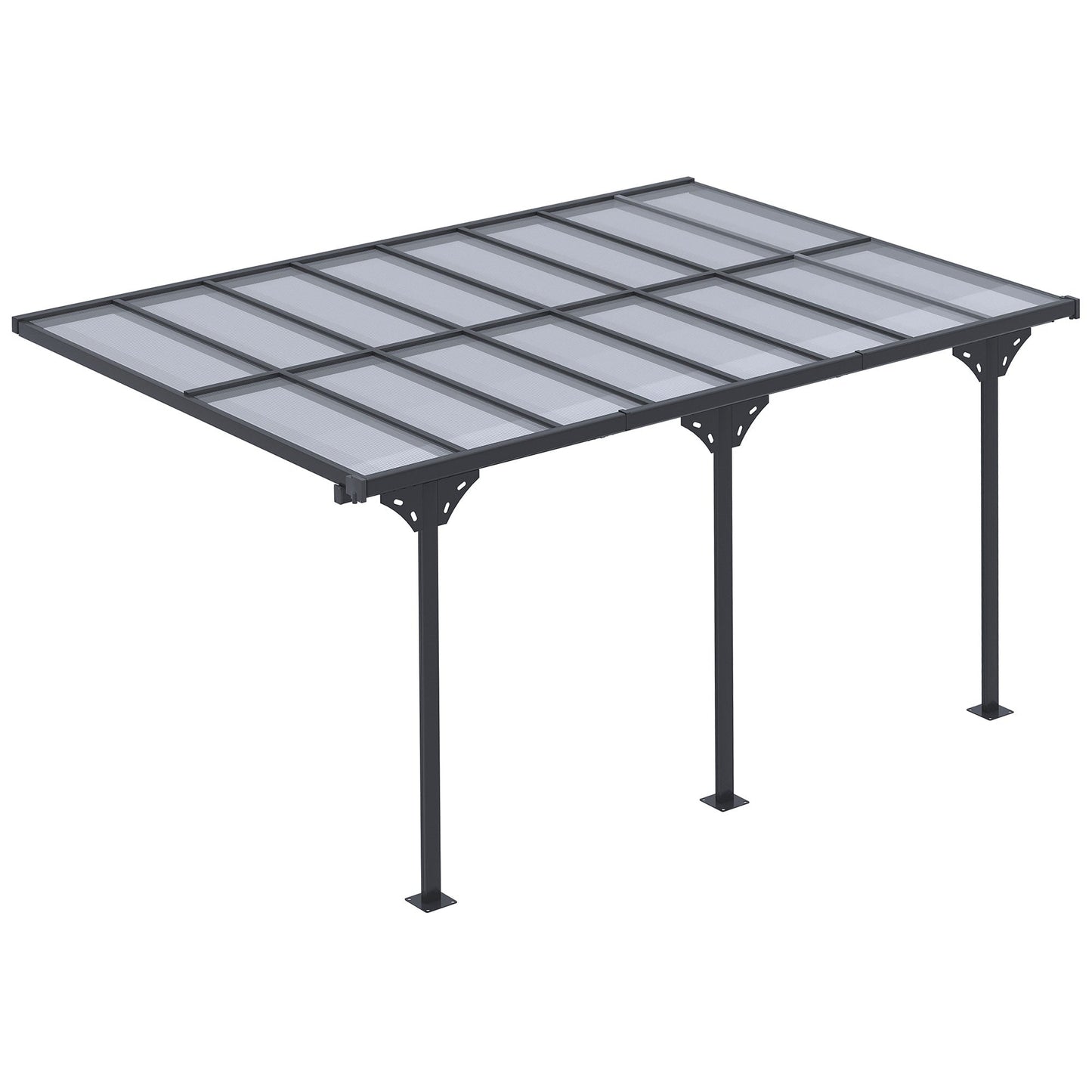 14' x 10' Outdoor Hardtop Pergola Gazebo with Polycarbonate Roof Adjustable Height, Aluminum Frame, UV Protection, Grey Pergolas Grey  at Gallery Canada