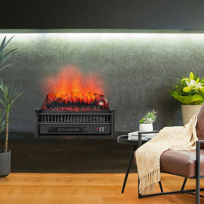 1400W Electric Fireplace Log Heater with Adjustable Flame Brightness, Black Fireplaces   at Gallery Canada