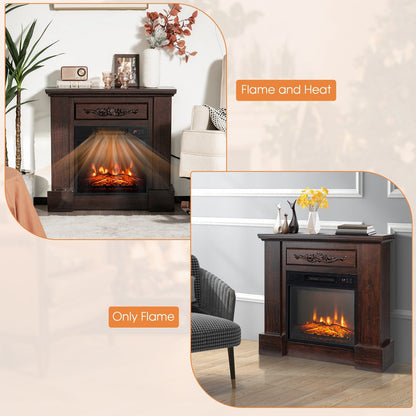 1400W TV Stand Electric Fireplace Mantel with Remote Control, Natural Fireplaces   at Gallery Canada