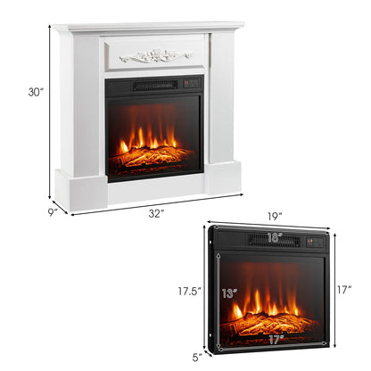 1400W TV Stand Electric Fireplace Mantel with Remote Control, White Fireplaces   at Gallery Canada