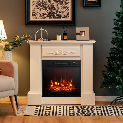 1400W TV Stand Electric Fireplace Mantel with Remote Control, White Fireplaces   at Gallery Canada