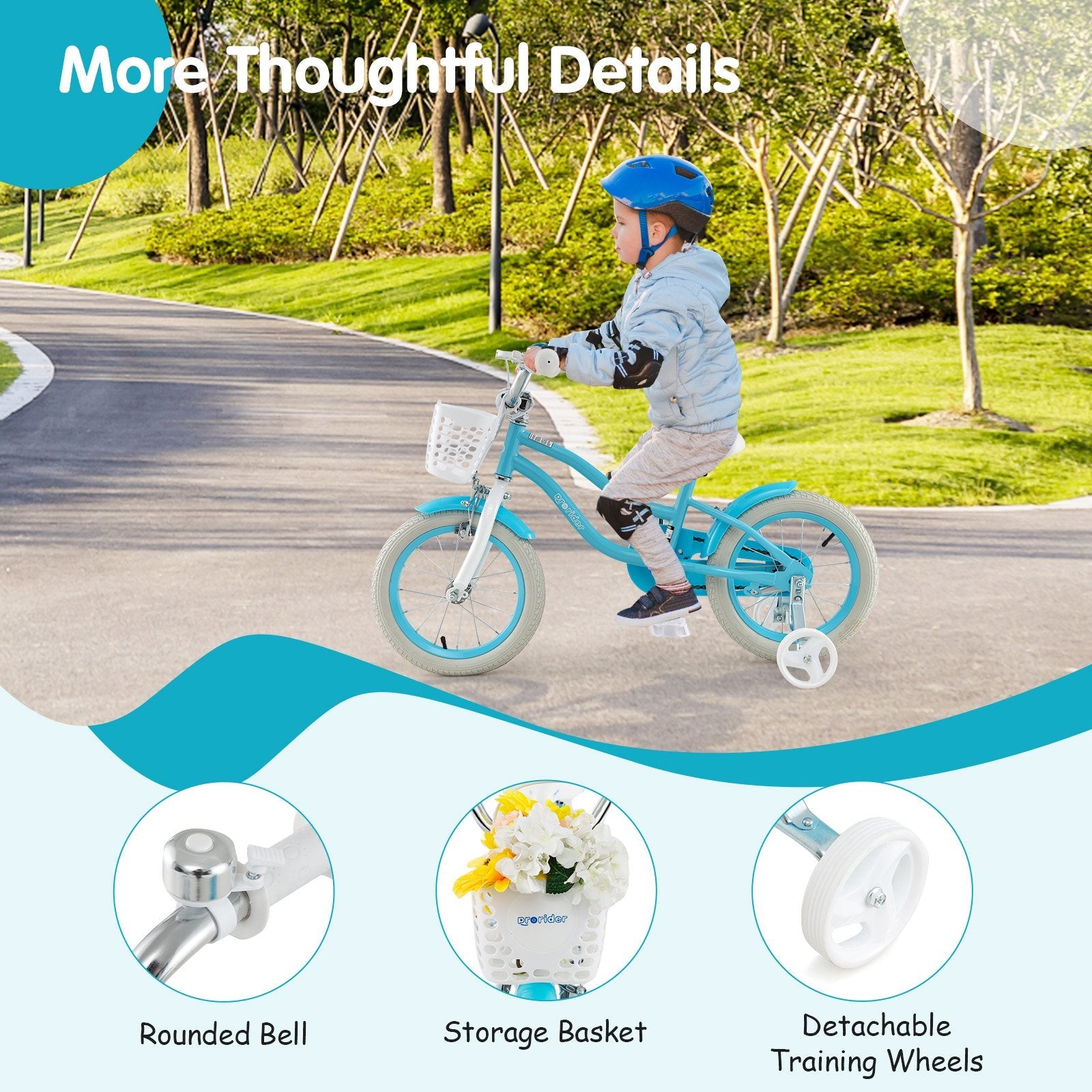 14/16/18 Inch Kids Bike with Dual Brakes and Adjustable Seat-14 inches, Blue Kids Bike   at Gallery Canada