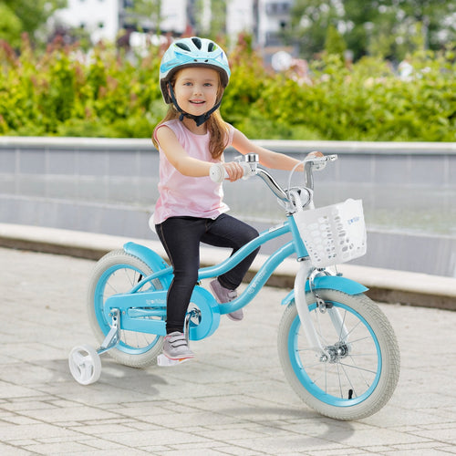 14/16/18 Inch Kids Bike with Dual Brakes and Adjustable Seat-14 inches, Blue