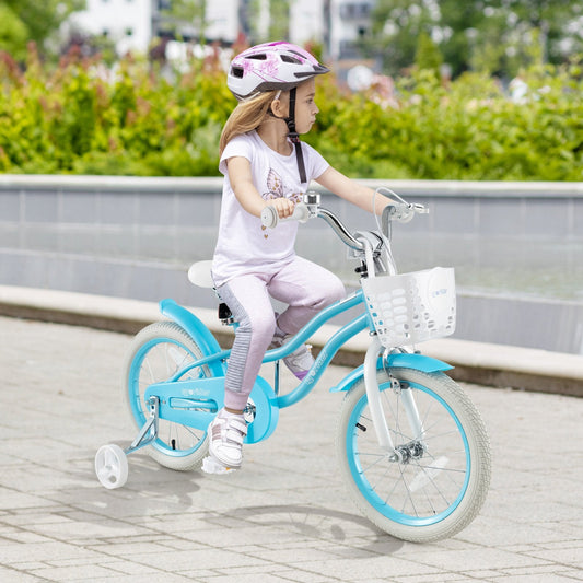 14/16/18 Inch Kids Bike with Dual Brakes and Adjustable Seat-16 inches, Blue Kids Bike   at Gallery Canada