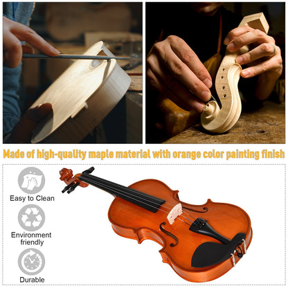 14/4 Violin Maple Wood Full Set of Accessories Storage Box, Orange Electronic Musical Pianos   at Gallery Canada