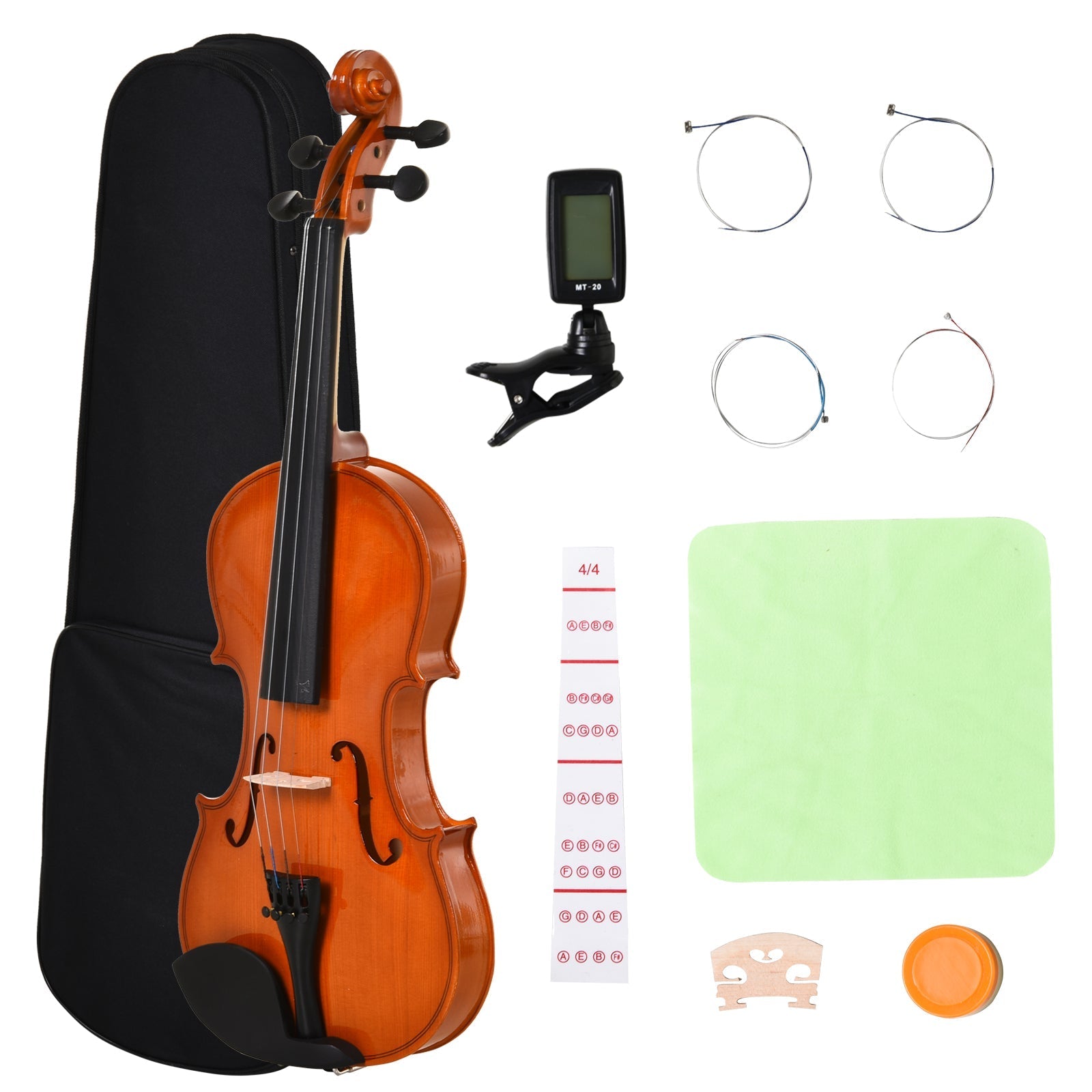 14/4 Violin Maple Wood Full Set of Accessories Storage Box, Orange Electronic Musical Pianos Orange  at Gallery Canada