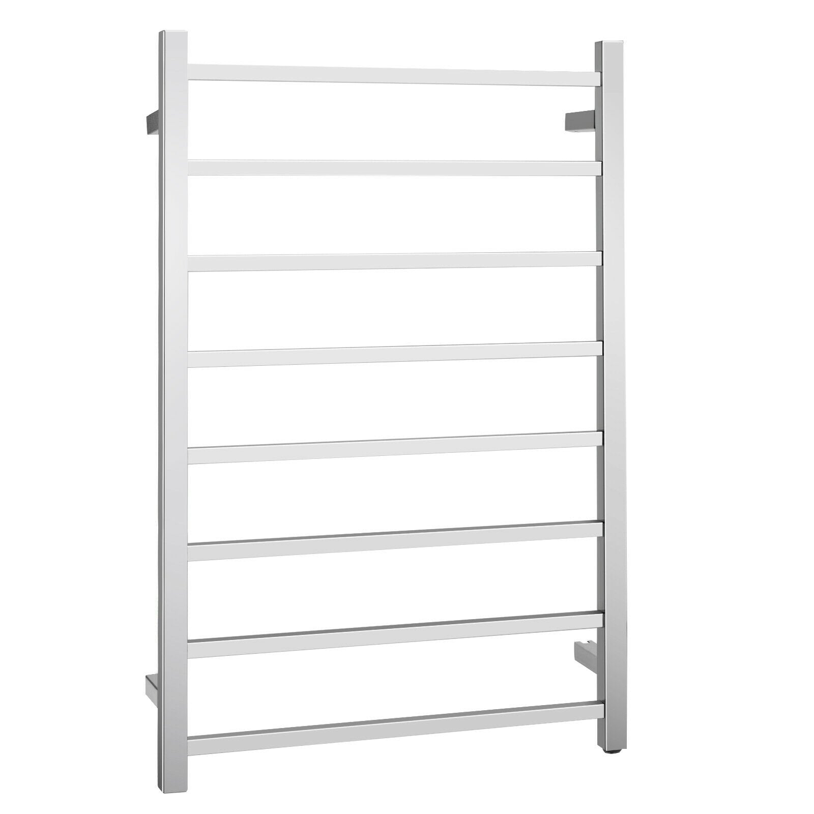 145W Electric Towel Warmer Wall Mounted Heated Drying Rack 8 Square Bars, Silver Towel Racks   at Gallery Canada