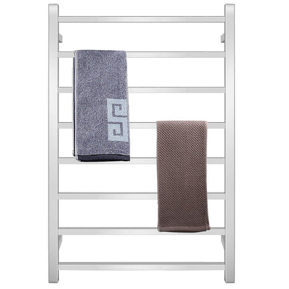 145W Electric Towel Warmer Wall Mounted Heated Drying Rack 8 Square Bars, Silver Towel Racks   at Gallery Canada