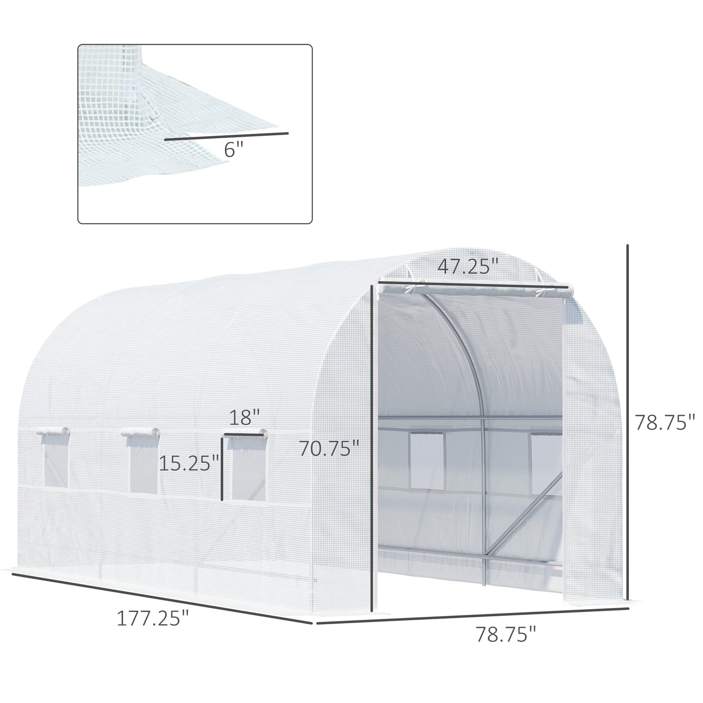 14.6x6.6x6.6ft Walk-in Tunnel Greenhouse Portable Garden Plant Growing Warm House with Door and Ventilation Window White Walk In Greenhouses   at Gallery Canada