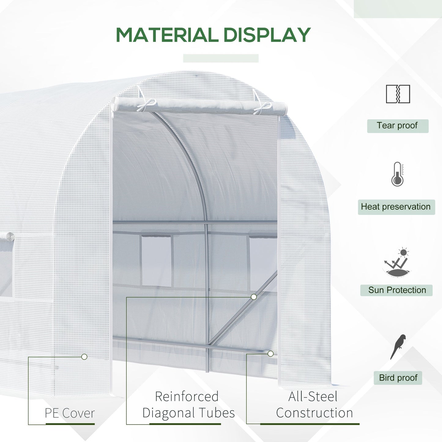 14.6x6.6x6.6ft Walk-in Tunnel Greenhouse Portable Garden Plant Growing Warm House with Door and Ventilation Window White Walk In Greenhouses   at Gallery Canada