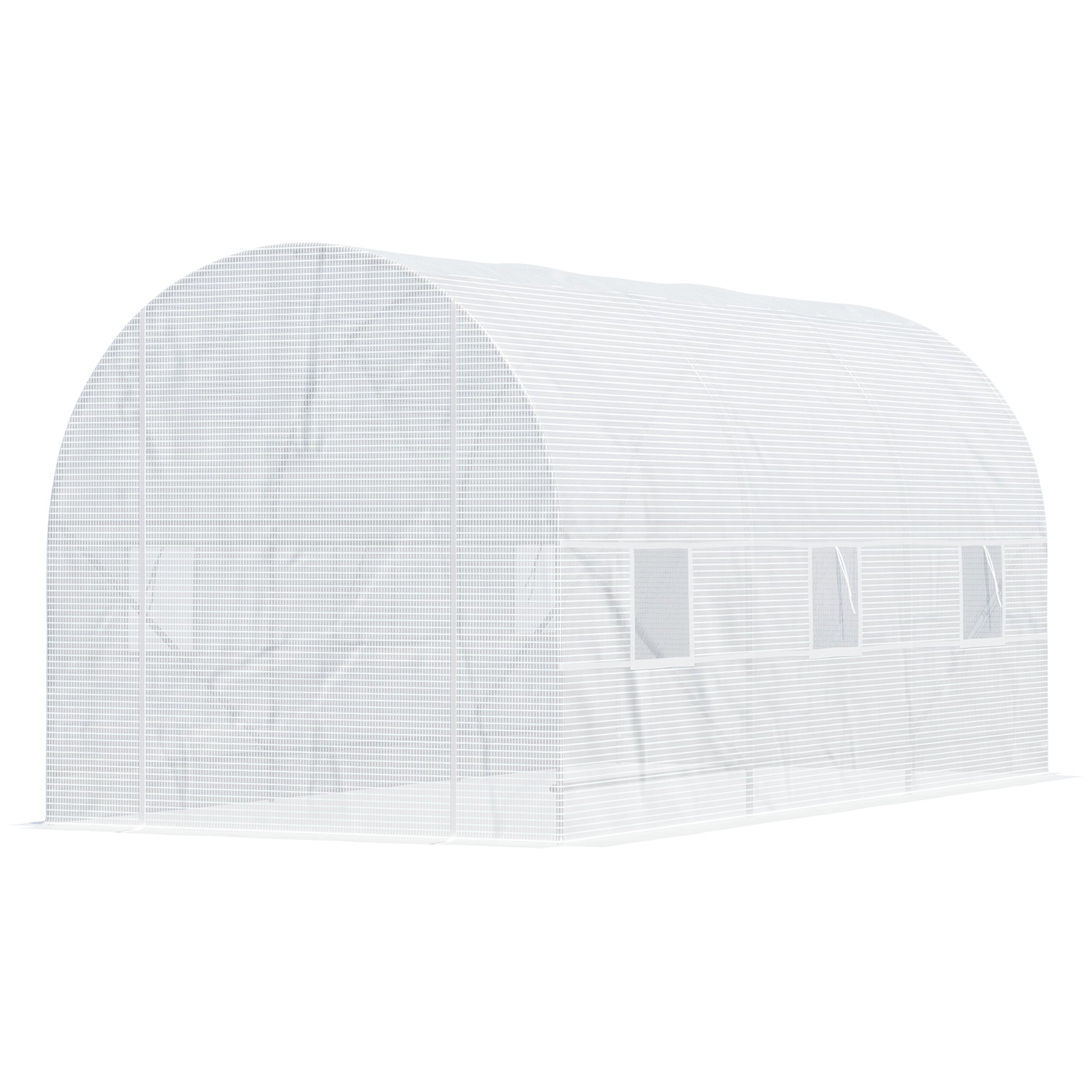 14.6x6.6x6.6ft Walk-in Tunnel Greenhouse Portable Garden Plant Growing Warm House with Door and Ventilation Window White Walk In Greenhouses   at Gallery Canada