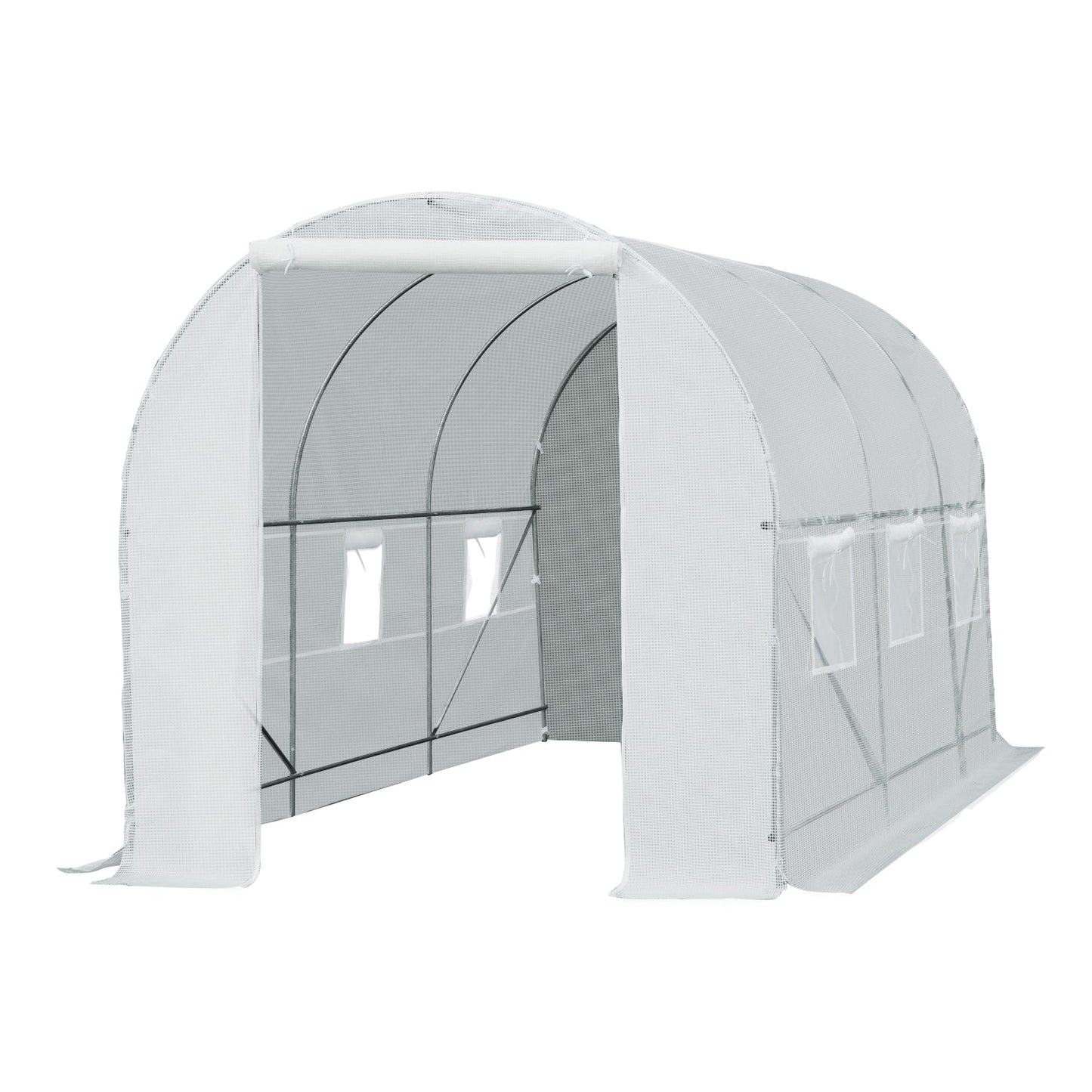 14.6x6.6x6.6ft Walk-in Tunnel Greenhouse Portable Garden Plant Growing Warm House with Door and Ventilation Window White Walk In Greenhouses   at Gallery Canada