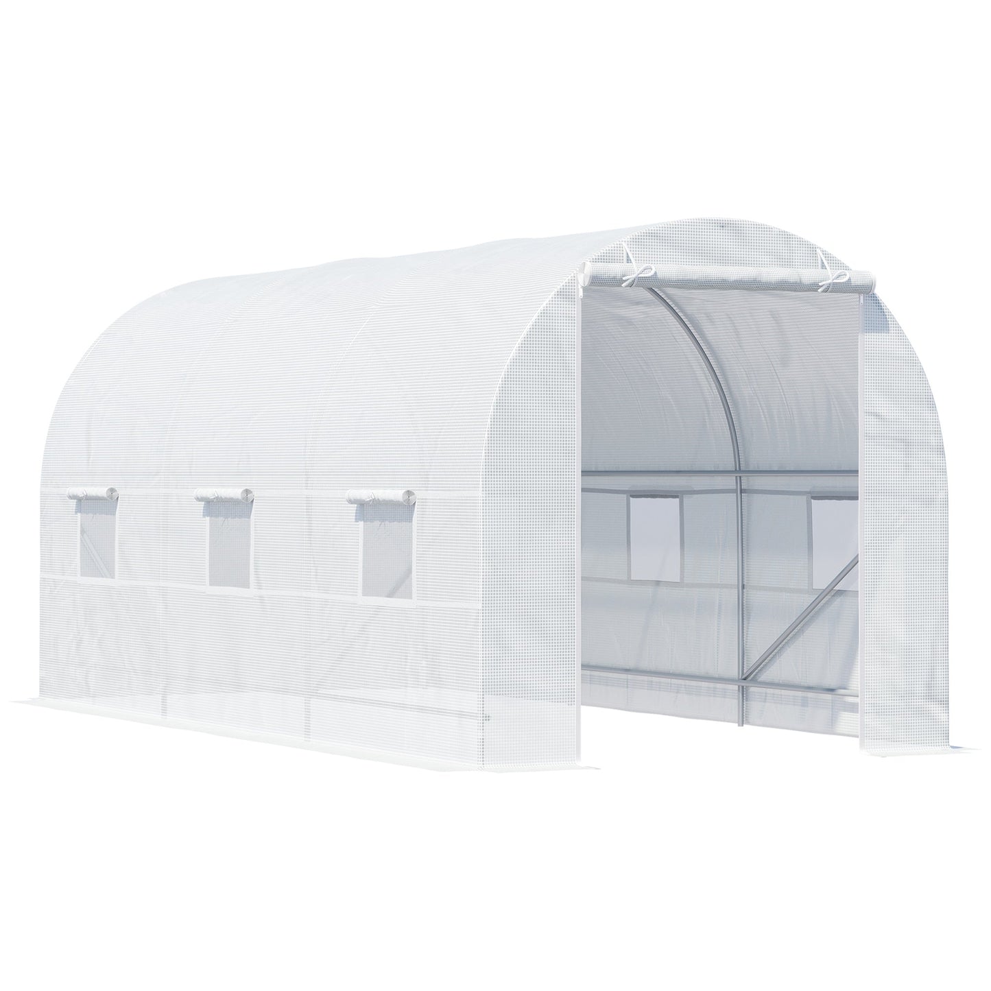 14.6x6.6x6.6ft Walk-in Tunnel Greenhouse Portable Garden Plant Growing Warm House with Door and Ventilation Window White Walk In Greenhouses White  at Gallery Canada