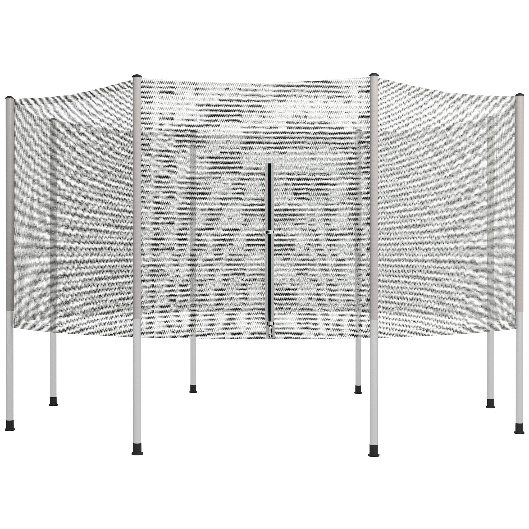 14FT Enclosure Trampolining Bounce Safety Accessories Trampoline Net with 8 Poles, Grey Trampolines Grey  at Gallery Canada