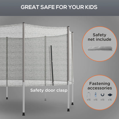 14FT Enclosure Trampolining Bounce Safety Accessories Trampoline Net with 8 Poles, Grey Trampolines   at Gallery Canada