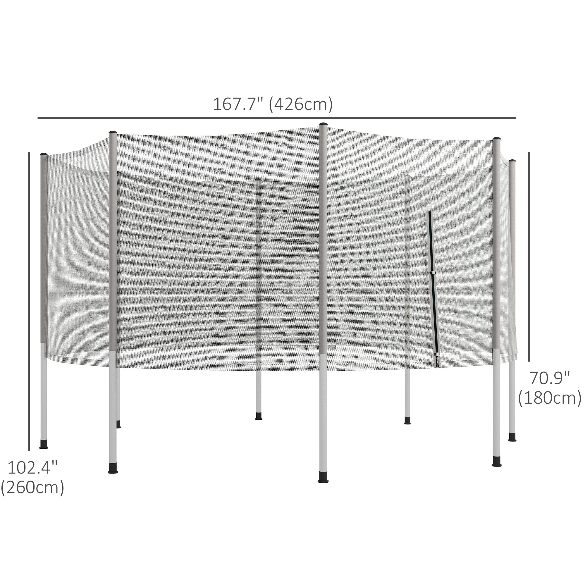 14FT Enclosure Trampolining Bounce Safety Accessories Trampoline Net with 8 Poles, Grey Trampolines   at Gallery Canada