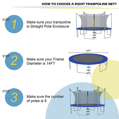 14Ft Replacement Weather-Resistant Trampoline Safety Enclosure Net, Black Trampoline Accessories   at Gallery Canada