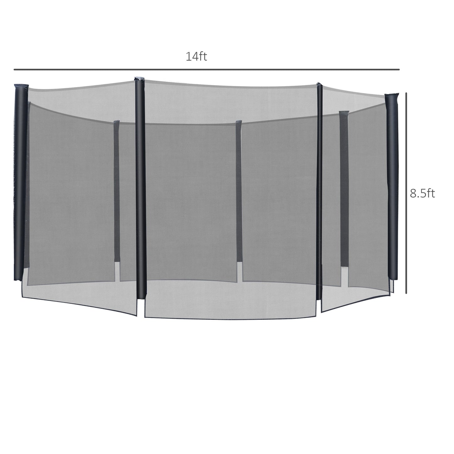 14FT Trampoline Net Enclosure Trampolining Bounce Safety Accessories w/ 8 Poles (Net Enclosure Only), Black Trampolines   at Gallery Canada