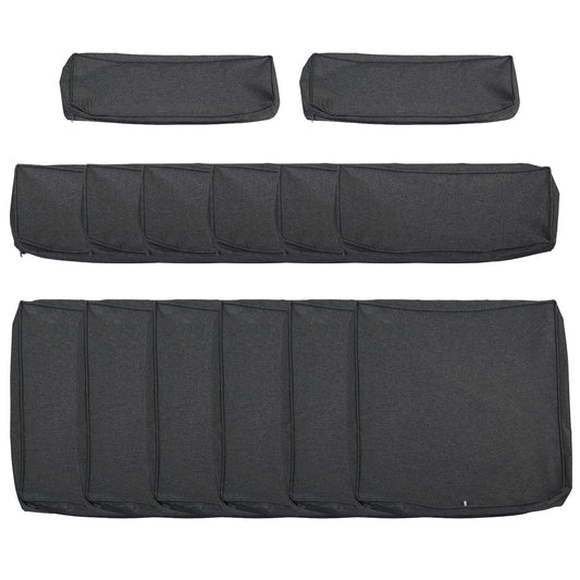 14pcs Patio Sofa Cushion Cover Set Included 6 Seat Cushion Cover &; 8 Back Cushion Cover, Grey - Gallery Canada