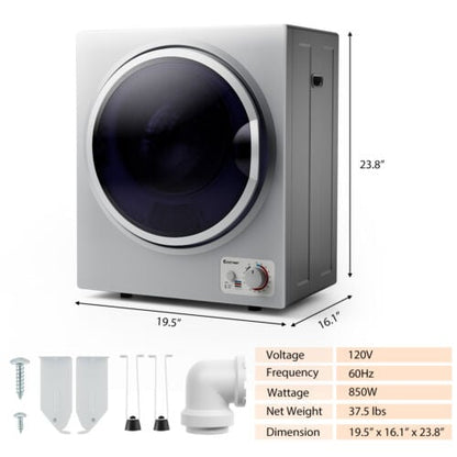 1.5 Cu .ft Clothes Dryer with with Stainless Steel Wall Mount, Silver Dryers   at Gallery Canada