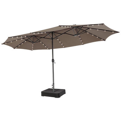 15 Feet Double-Sided Patio Umbrella with 48 LED Lights, Brown Outdoor Umbrellas   at Gallery Canada