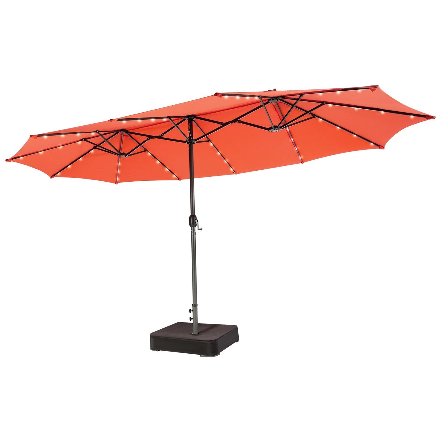 15 Feet Double-Sided Patio Umbrella with 48 LED Lights, Orange Outdoor Umbrellas   at Gallery Canada