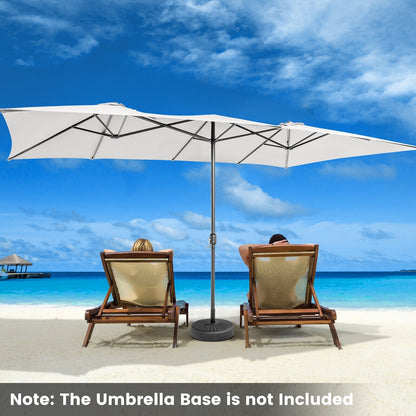 15 Feet Double-Sized Patio Umbrella with Crank Handle and Vented Tops, Beige Outdoor Umbrellas   at Gallery Canada