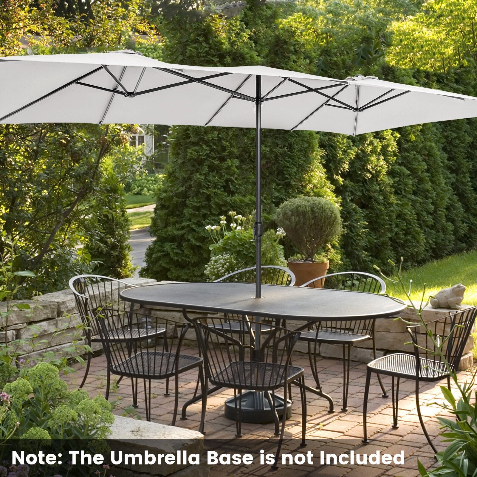 15 Feet Double-Sized Patio Umbrella with Crank Handle and Vented Tops, Beige Outdoor Umbrellas   at Gallery Canada