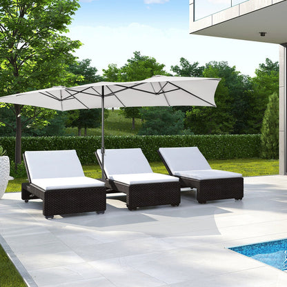 15 Feet Double-Sized Patio Umbrella with Crank Handle and Vented Tops, Beige Outdoor Umbrellas   at Gallery Canada