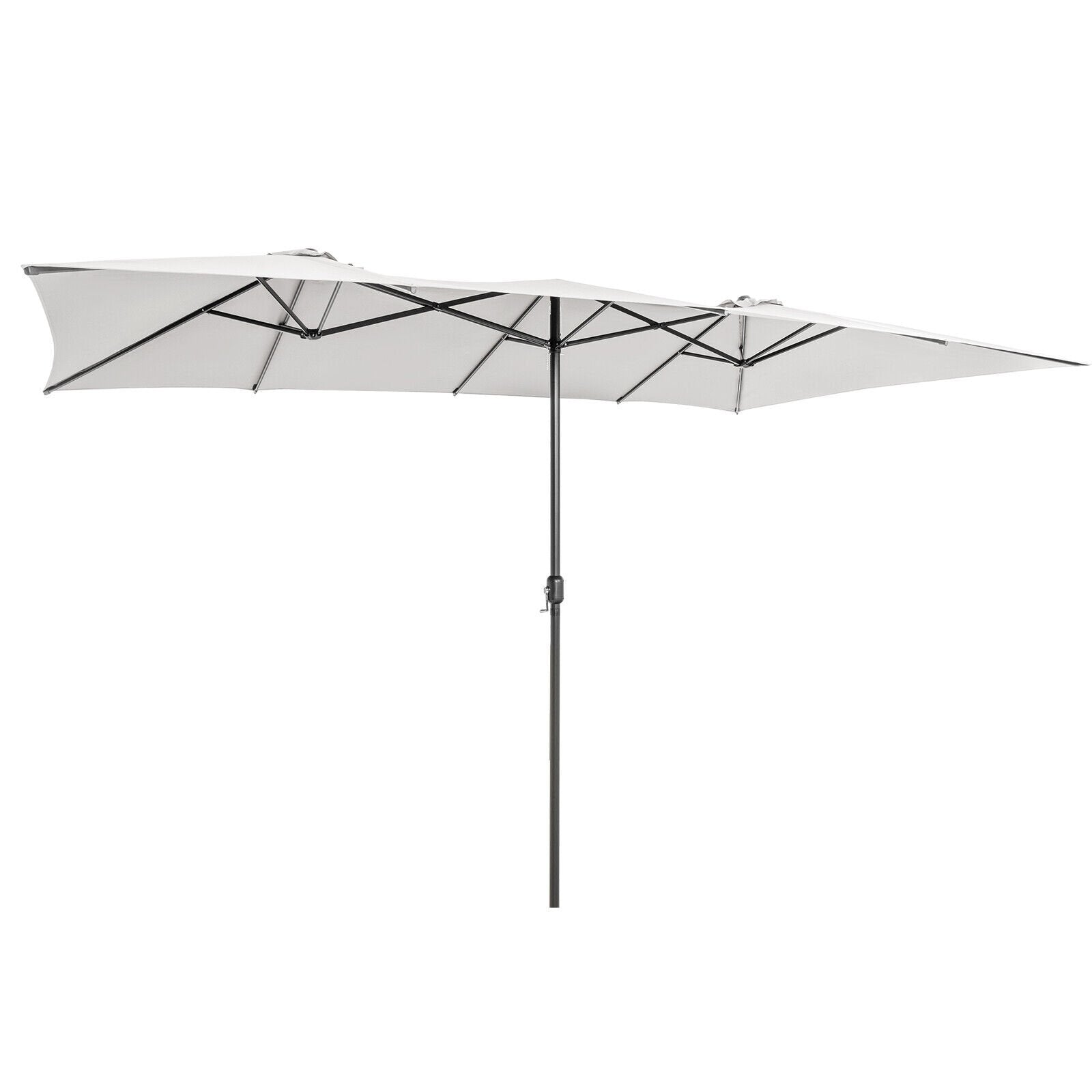 15 Feet Double-Sized Patio Umbrella with Crank Handle and Vented Tops, Beige Outdoor Umbrellas   at Gallery Canada